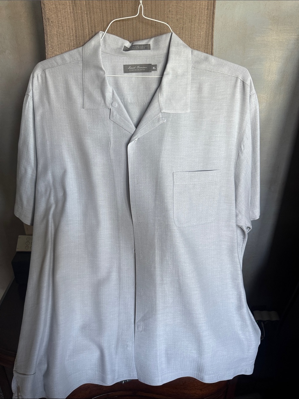 Daniel Cremieux Light Gray Short-Sleeve Button-Down Camp Shirt